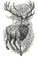 red stag walking tattoo design idea