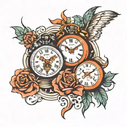 time and hustle e humble together tattoo design idea