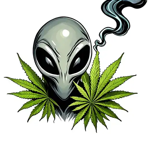 Alien smoking weed tattoo design idea
