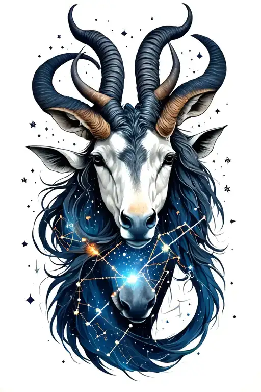 Capricorn and Sagittarius constellations forming intricate patterns tattoo design idea