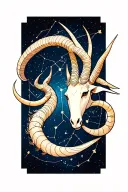 Capricorn and Sagittarius constellations forming intricate patterns tattoo design idea