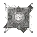 rare lines minimalistic 2D front side microcontroller chip black and white tattoo design idea