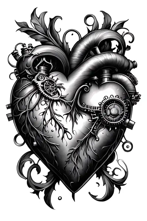 2 steampunk hearts tattoo design idea