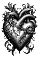 2 steampunk hearts tattoo design idea
