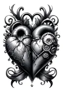 2 steampunk hearts tattoo design idea