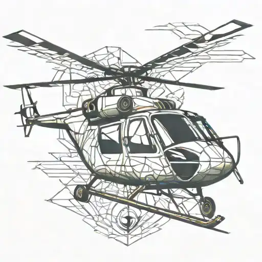 helicopter flying tattoo design idea