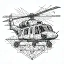 helicopter flying tattoo design idea