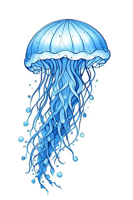 jellyfish blue accents tattoo design idea