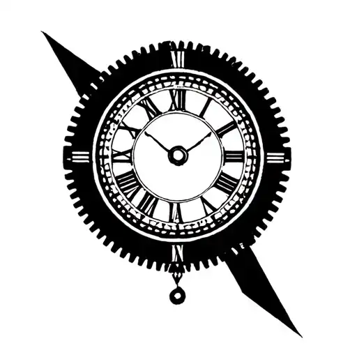 gear that looks like a clock with Roman numerals tattoo design idea