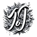 jj in beautiful cursive writing tattoo design idea