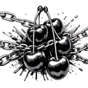 cherries wrapped around chains breaking and bursting tattoo design idea