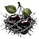 cherries wrapped around chains breaking and bursting tattoo design idea