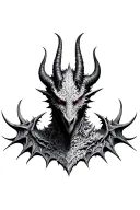 demon with horns bahamut head tattoo design idea