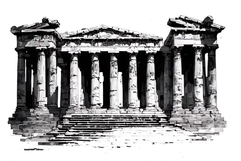 famous greek, or other ancient  architectural structure for my mid arm, as part of a sleeve. tattoo design idea