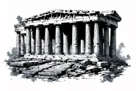 famous greek, or other ancient  architectural structure for my mid arm, as part of a sleeve. tattoo design idea