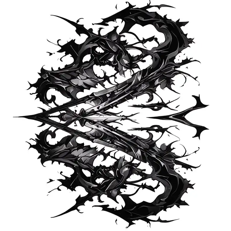 thick cyber sigilism gothic brutalism black abstract dynamic modern neogothic dark tattoo design idea