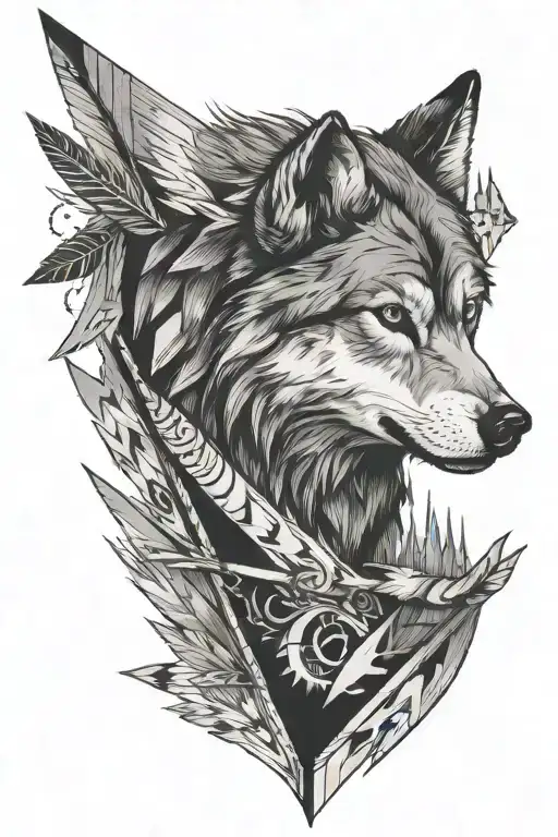 A wolf on the prowl with arrows sticking out of it tattoo design idea