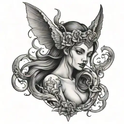 Lilith , demon , beauty, powerfull love  tattoo design idea