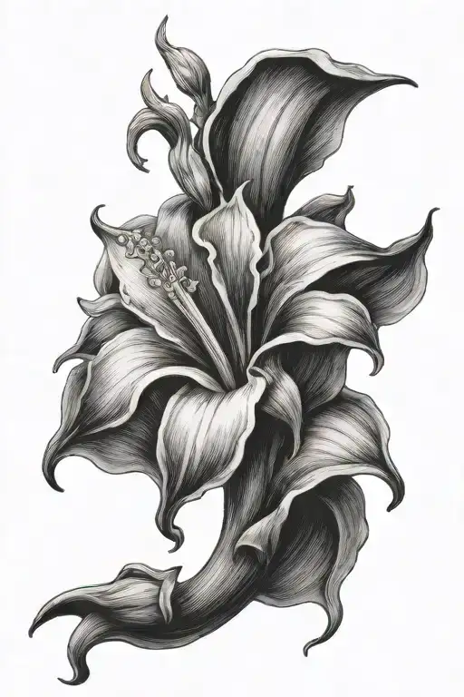 angel trumpet flower tattoo design idea