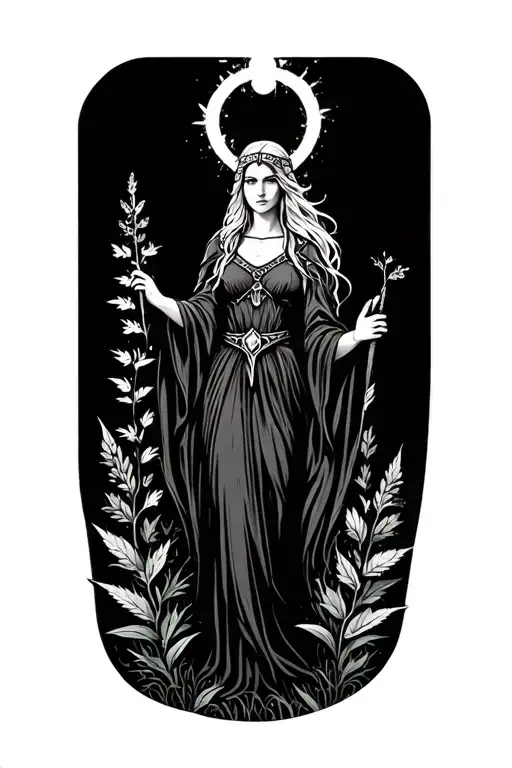 eir Norse goddess of healing herbs tattoo design idea