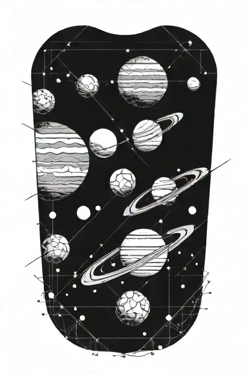 the parade of planets orbiting tattoo design idea