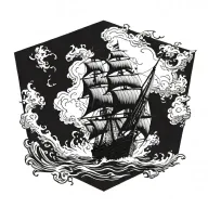 boat 18th century tattoo design idea