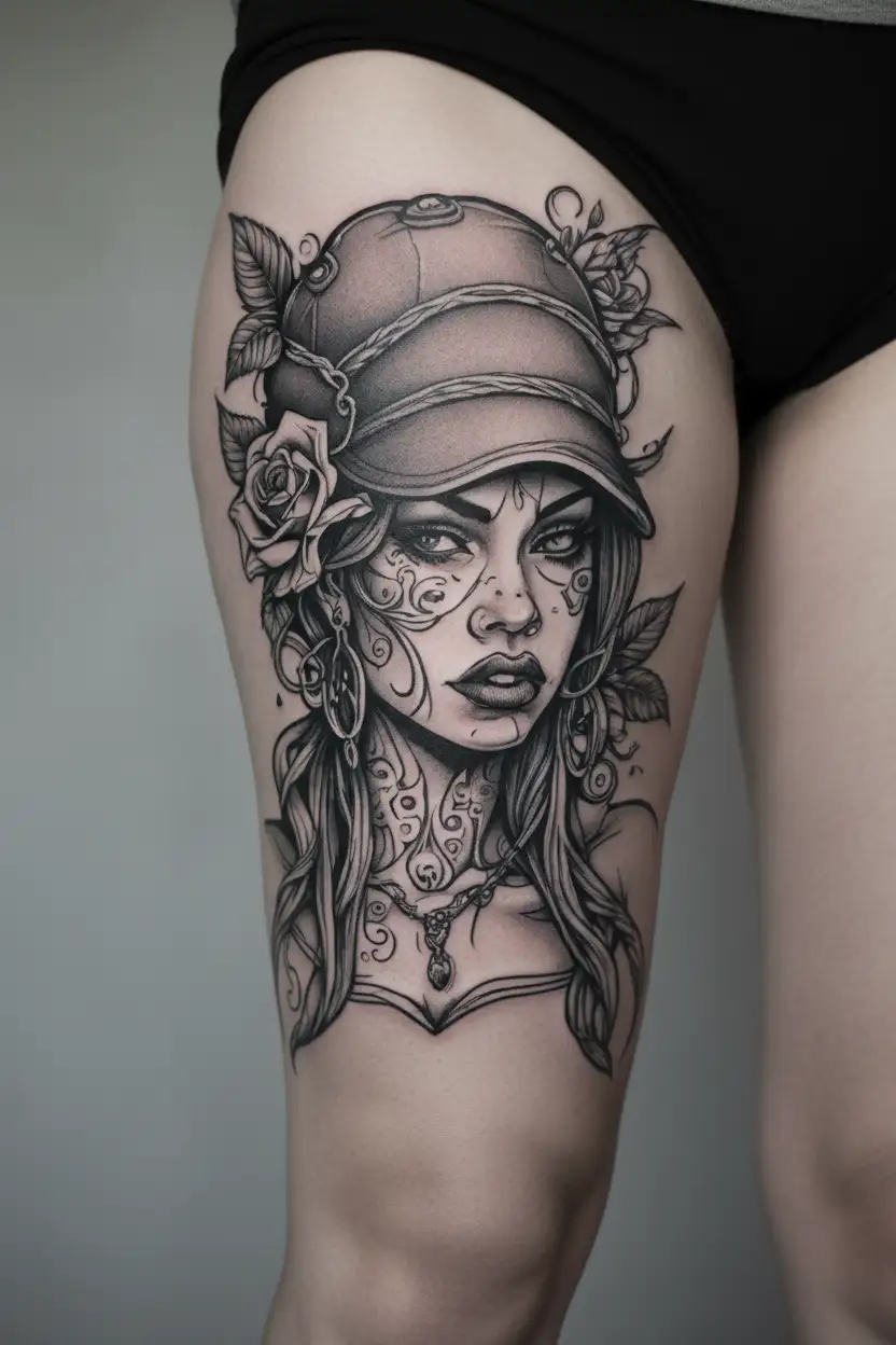 betrayed gangster girl cry tattoo design idea