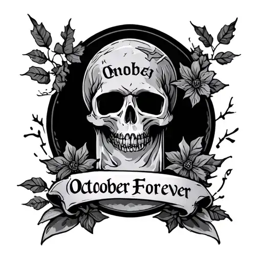 Tombstone with October Forever engraved tattoo design idea