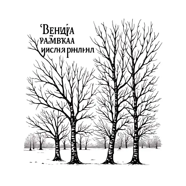 "Вечная память" Birch Trees, no color symbolic of having lost a loved one  tattoo design idea