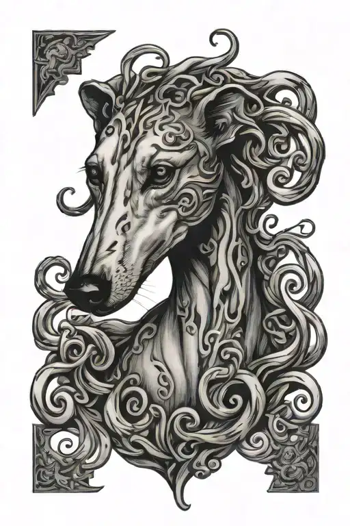 medusa inspired greyhound tattoo design idea