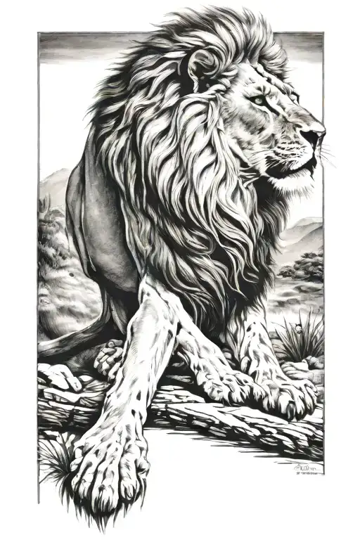 lion, Joshua 1:9 bible verse tattoo design idea