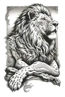 lion, Joshua 1:9 bible verse tattoo design idea