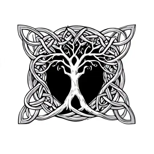 Father Daughter Celtic Knot with tree of life tattoo design idea