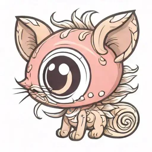 Cute animal with big eyes tattoo design idea