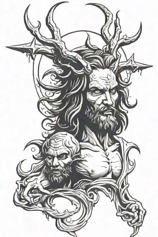 the devil hanging Jesus Christ tattoo design idea