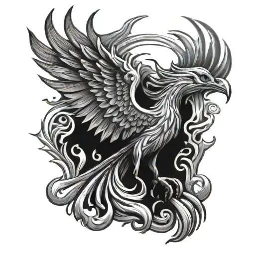 Phoenix rising from flames tattoo design idea