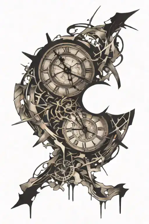 broken clock 11 11 tattoo design idea