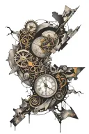 broken clock 11 11 tattoo design idea