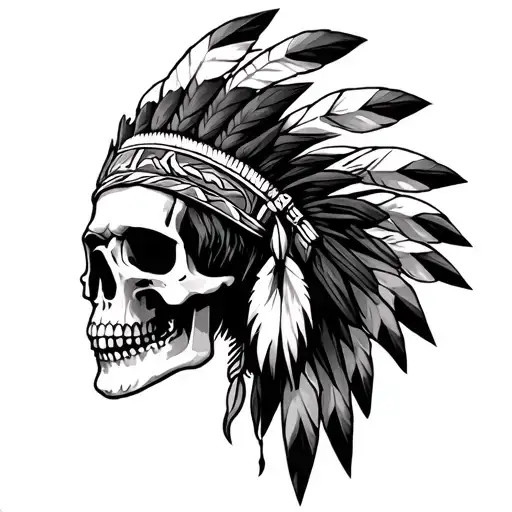 native american skull tattoo design idea
