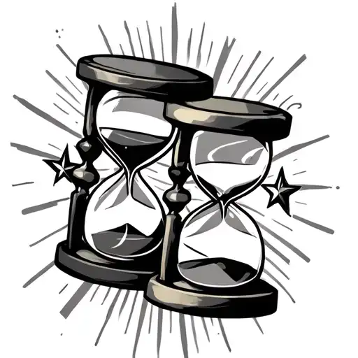 dice with an hourglass and the image of death 2 stars tattoo design idea