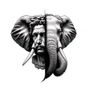 half marcus aurelius face and half elephant tattoo design idea