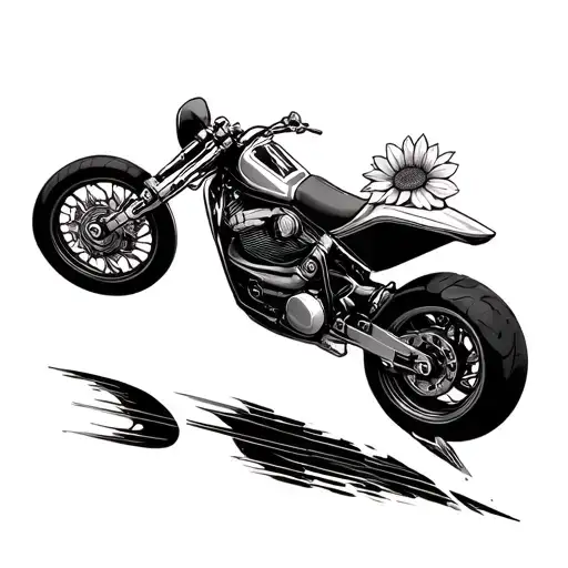 motorcycle sunflower nascar tattoo design idea