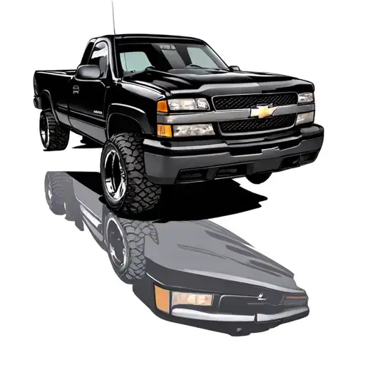 black 2000s chevy silverado tattoo design idea