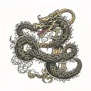 Nidhogg curling around a large Anchor with Yggdrasil in the background tattoo design idea