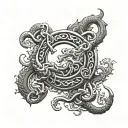 Nidhogg curling around a large Anchor with Yggdrasil in the background tattoo design idea