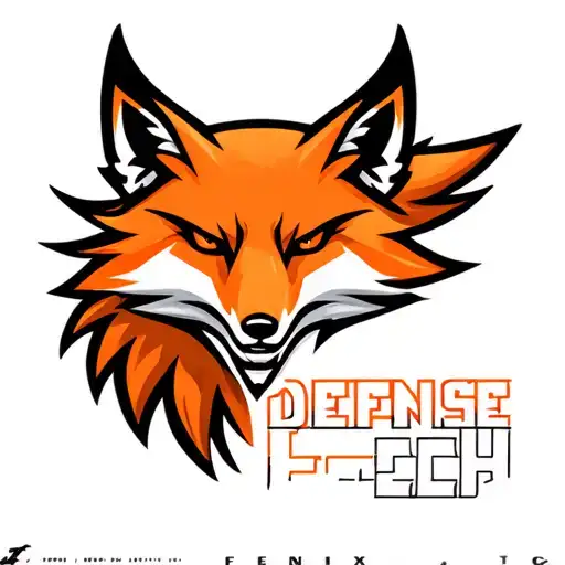 "Fenix Defense Tech" Military Style Fox Head with Phoenix Body with strength logo tattoo design idea