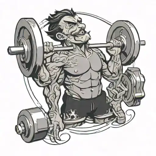 arcanjo Miguel lifting weights tattoo design idea