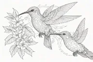 Hummingbird and creation of adam hands tattoo design idea