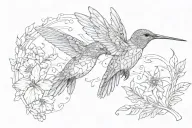 Hummingbird and creation of adam hands tattoo design idea