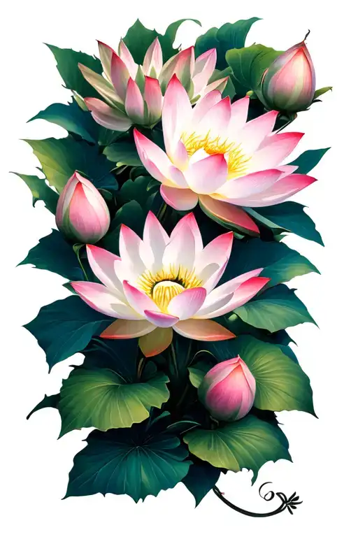 lotus and plum blossom tattoo design idea